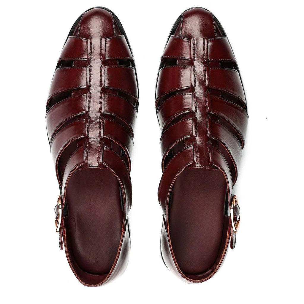 Men's Cowhide Greek Leather Fisherman Sandals – Handmade Genuine Leather Sandals with Leather Sole & Cushioned Arch Support | Summer Shoes