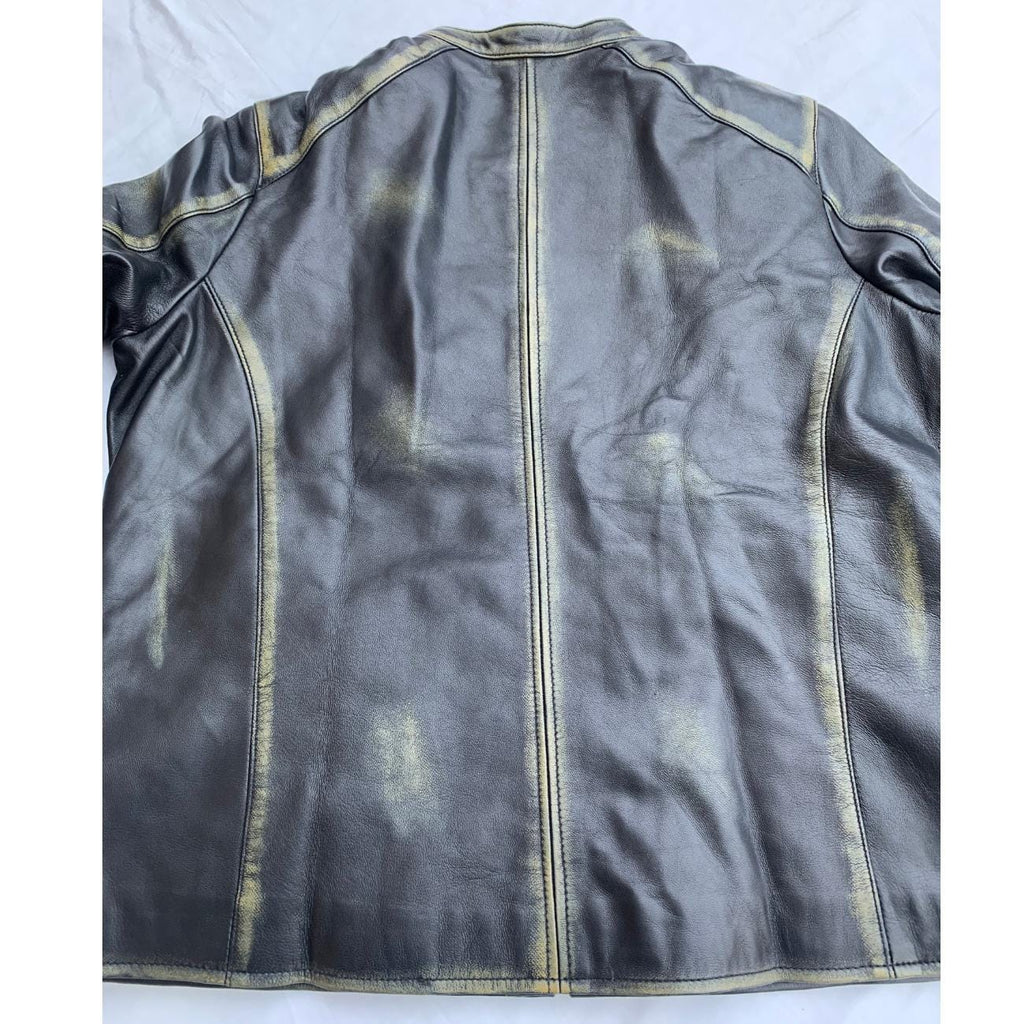 Handmade Distressed Lambskin Biker Jacket: Men's Vintage Cafe Racer Moto Jacket